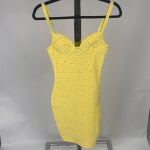 Yellow Rhinestone Women's Dress